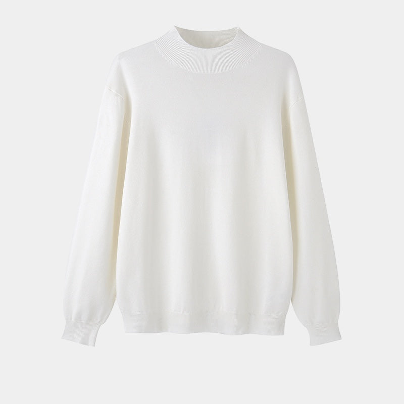 Men's plain mock neck sweater with long sleeves and ribbed trims