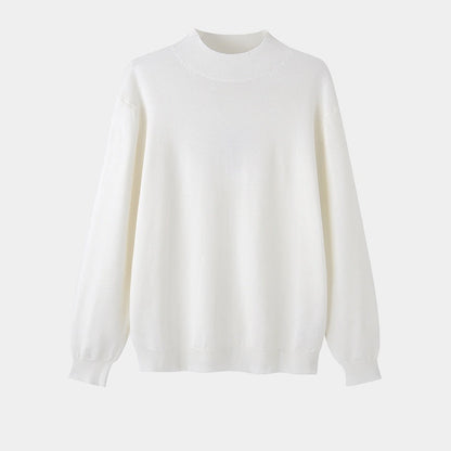 Men's plain mock neck sweater with long sleeves and ribbed trims