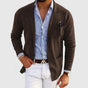 Men's solid blazer with notched lapels, long sleeves, buttons and front pockets