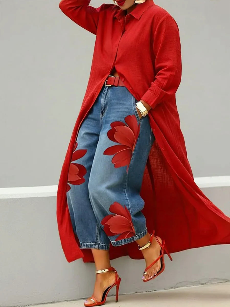 Persephone - Linen Shirt Dress Set