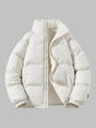 Men's padded jacket with fleece lining, stand collar and zip front
