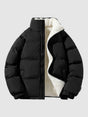 Men's padded jacket with fleece lining, stand collar and zip front