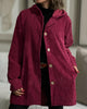 Women's hooded textured jacket with long sleeves and button front