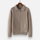 Men's zip-front sweater with polo collar and front pockets