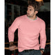 Men's long-sleeve crew neck knit sweater with ribbed trims