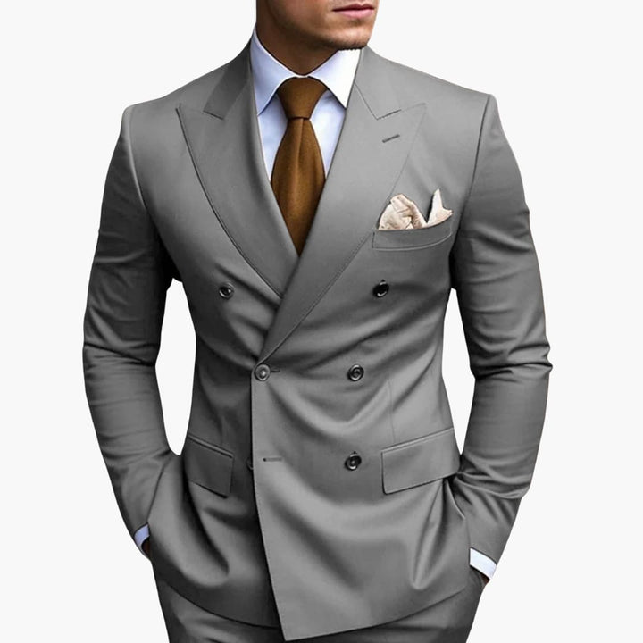Men's Double-Breasted Suit Set – Tailored Notched-Lapel Blazer & Trousers for Weddings & Business 5
