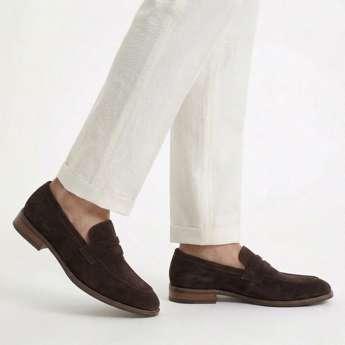Men's classic penny loafers with textured finish, rounded toe and low heel