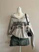 Women's Brooklyn graphic hoodie with hood and partial zipper
