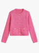 Women's cropped knit cardigan with buttons and front pockets