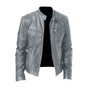 Men's zip front jacket with stand collar and multiple zipped pockets
