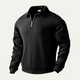 Men's textured quarter zip sweater with collared neckline and long sleeves