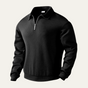 Men's textured quarter zip sweater with collared neckline and long sleeves