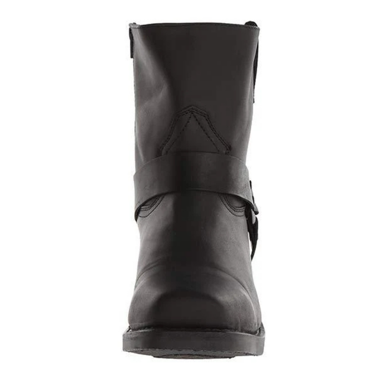 Men's cowboy boots with decorative strap, metal studs and low heel