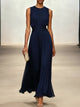 Women's Chiffon Midi Dress — Draped-Waist Flowing Elegant Summer Dress