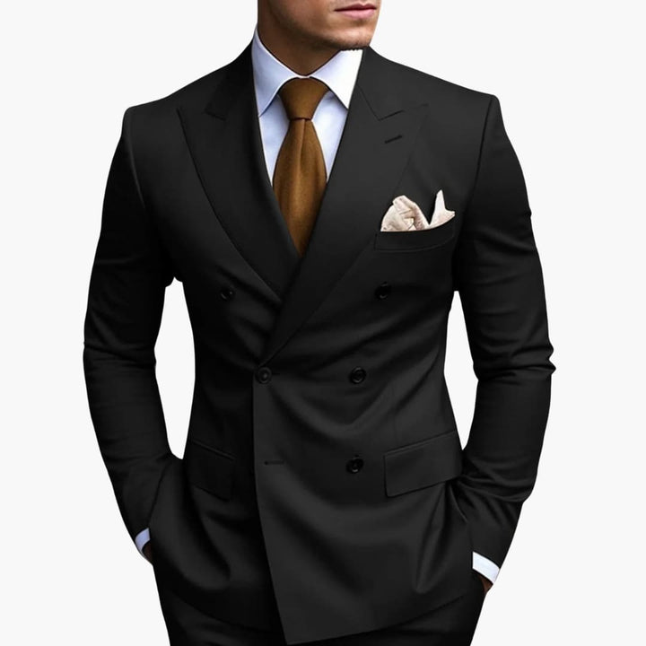 Men's Double-Breasted Suit Set – Tailored Notched-Lapel Blazer & Trousers for Weddings & Business 1