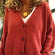 Women's V-neck button cardigan with long sleeves