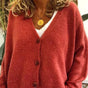 Women's V-neck button cardigan with long sleeves