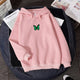 Women's hooded sweatshirt with butterfly chest print
