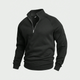 Men's plain half-zip pullover with stand collar and long sleeves