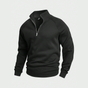 Men's plain half-zip pullover with stand collar and long sleeves