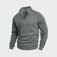 Men's plain half-zip pullover with stand collar and long sleeves