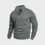 Men's plain half-zip pullover with stand collar and long sleeves
