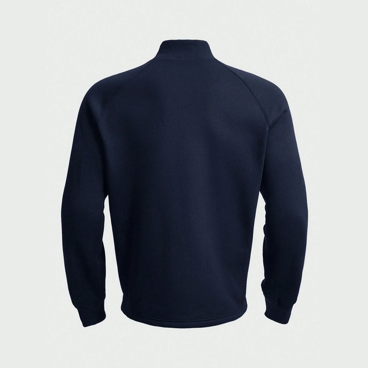 Men's plain half-zip pullover with stand collar and long sleeves