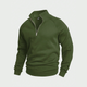 Men's plain half-zip pullover with stand collar and long sleeves