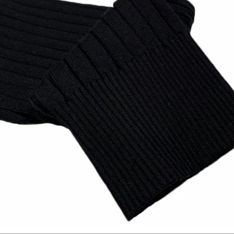 Men's long-sleeve ribbed polo sweater with collared neckline and button placket