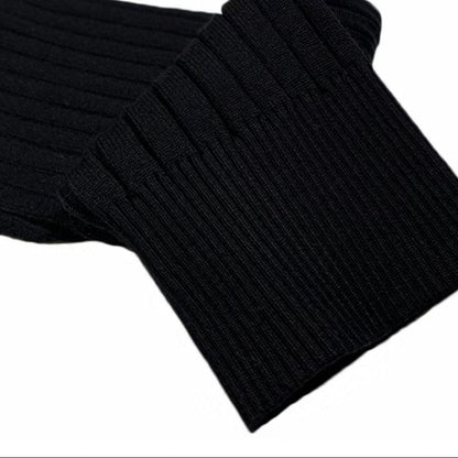 Men's long-sleeve ribbed polo sweater with collared neckline and button placket