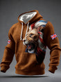 Men's lion print hoodie with drawstring hood and kangaroo pocket