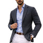 Men's knit blazer with notched lapels, long sleeves and front pockets