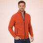 Men's textured zip sweater with raised mock neck and ribbed trims