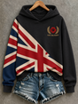 Women's hooded sweatshirt with flag graphic and remembrance poppy detail