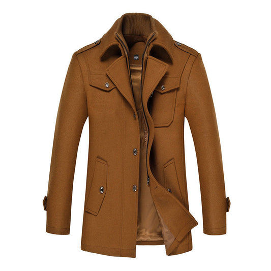 Manteau homme à double boutonnage et col montant, manches longues