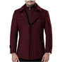 Men's double-breasted coat with stand collar, flap pockets and long sleeves