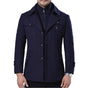 Men's double-breasted coat with stand collar, flap pockets and long sleeves