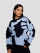 Women's abstract pattern round neck sweater with long sleeves