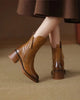 Women's heeled ankle boots with side zippers and tassel details