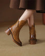 Women's heeled ankle boots with side zippers and tassel details