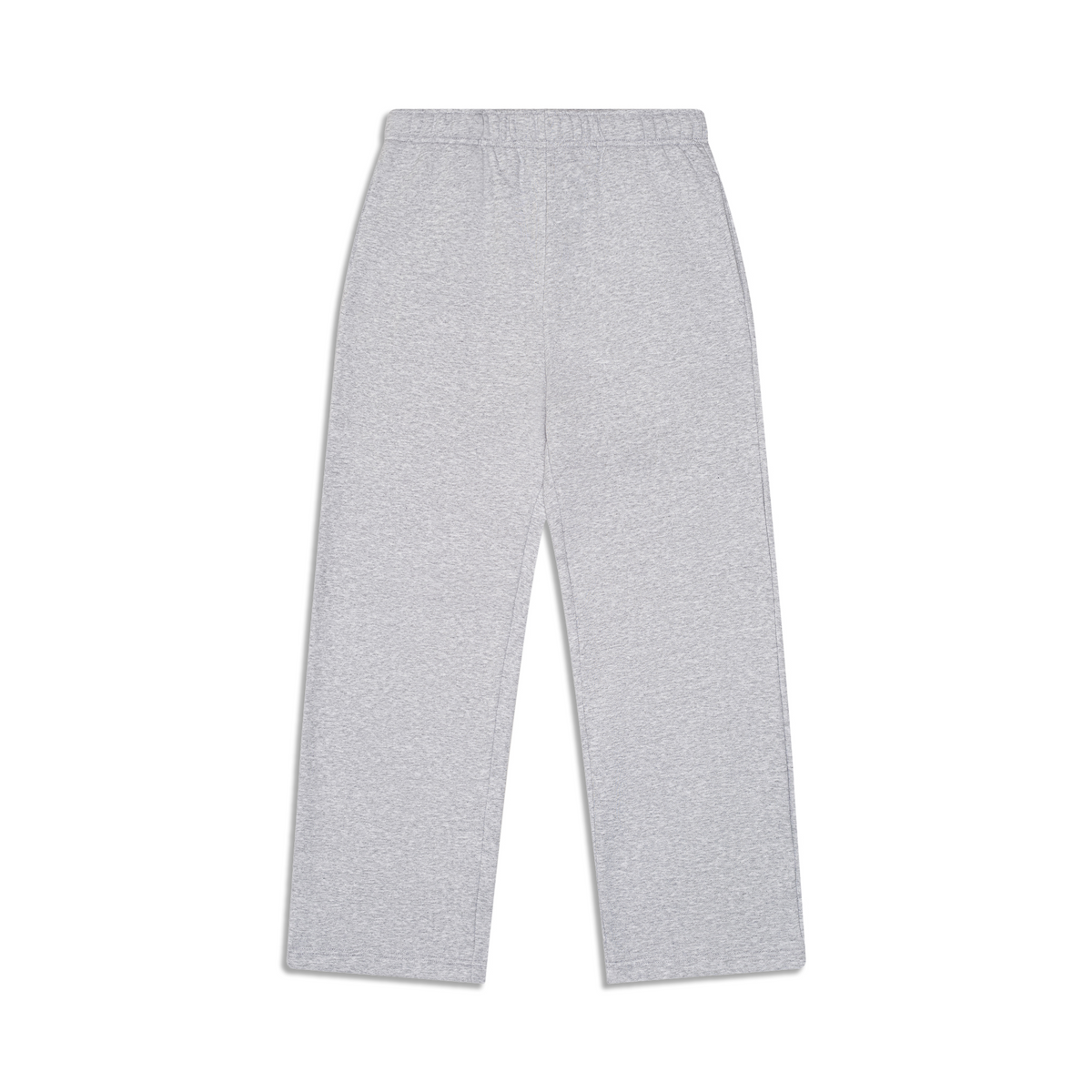 Men's heather grey wide-leg fleece sweatpants with full-length legs