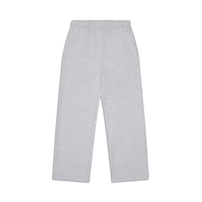 Men's heather grey wide-leg fleece sweatpants with full-length legs
