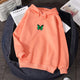 Women's hooded sweatshirt with butterfly chest print