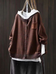 Women's textured hooded knit cardigan with button front and patch pocket