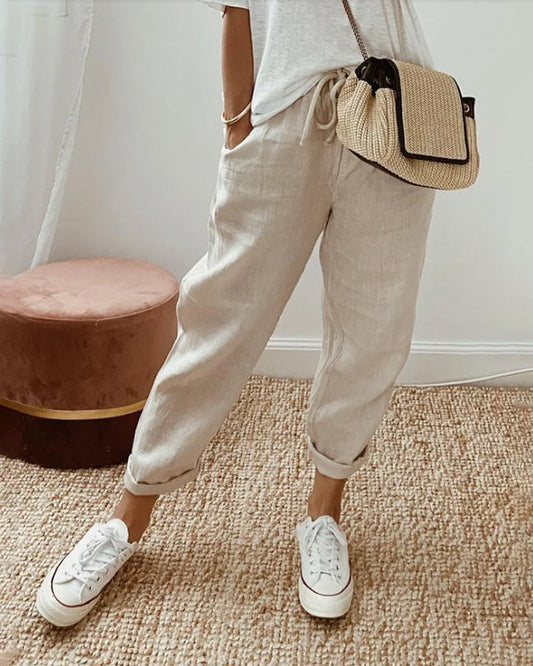 Louisa Linen Look Drawstring Trousers
