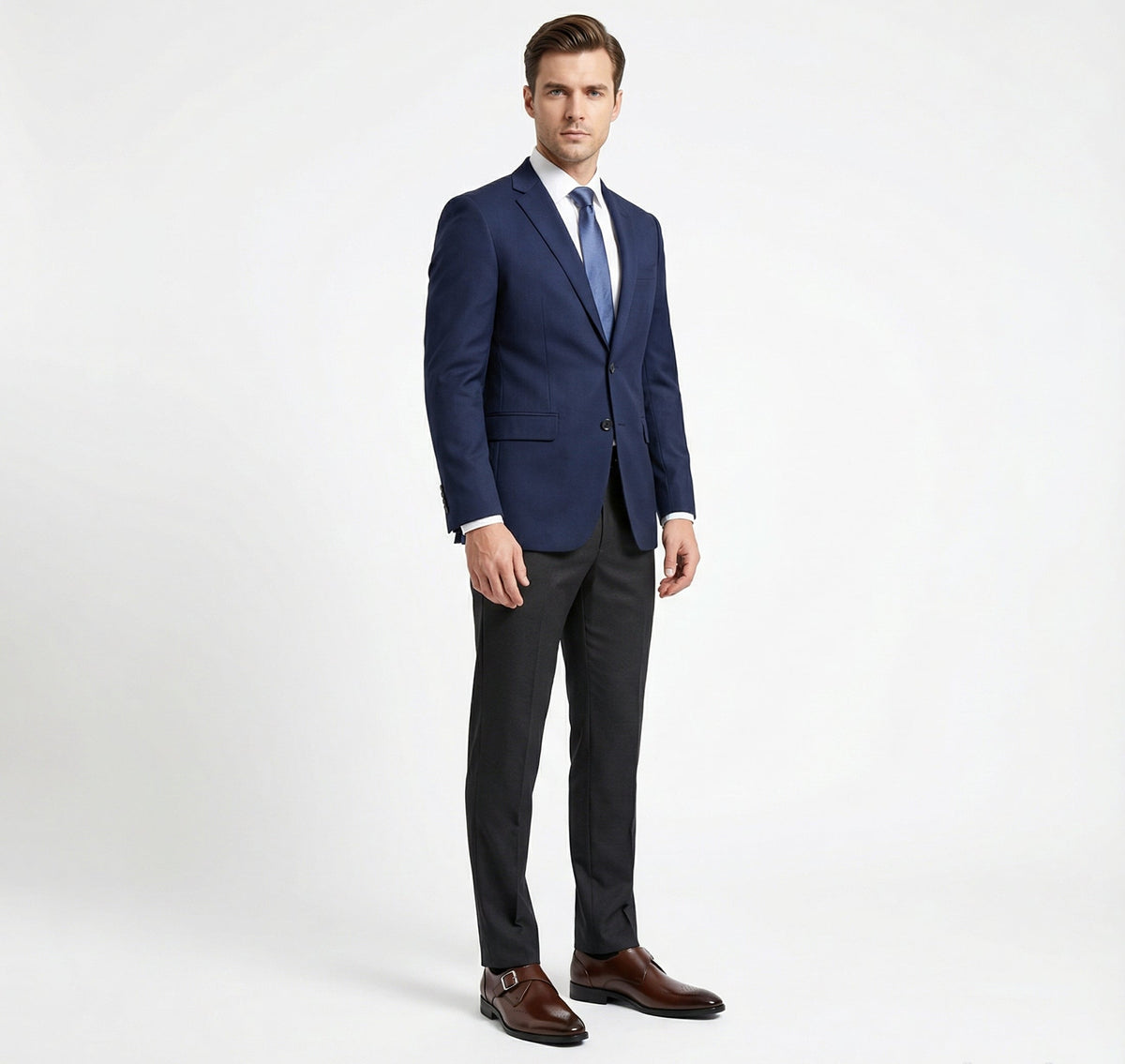 Men's monk strap loafers with buckle fastening and brogue perforations