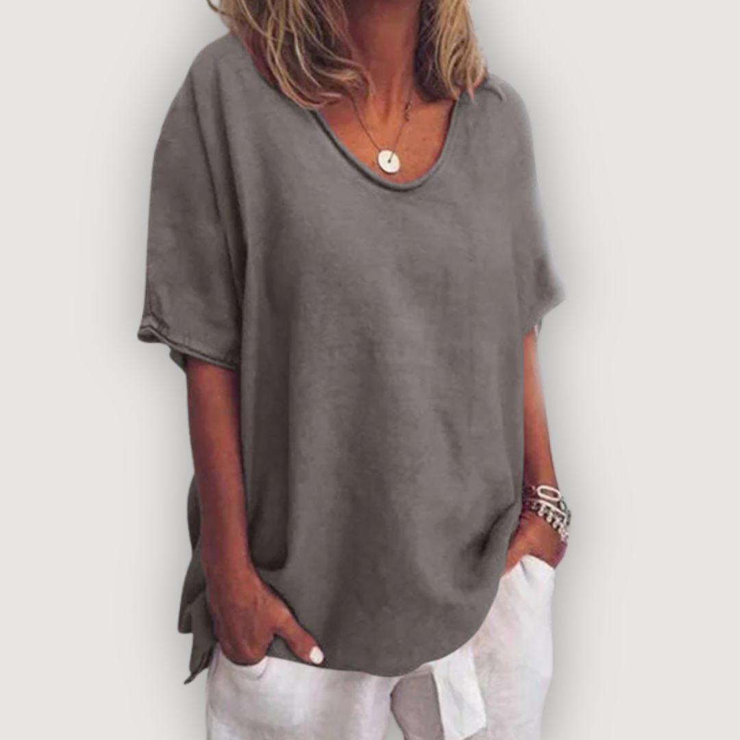 Women's Relaxed Scoop-Neck T-Shirt — Loose Soft Lightweight Summer Tee