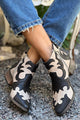 Women's western ankle boots with black and cream cutout panels