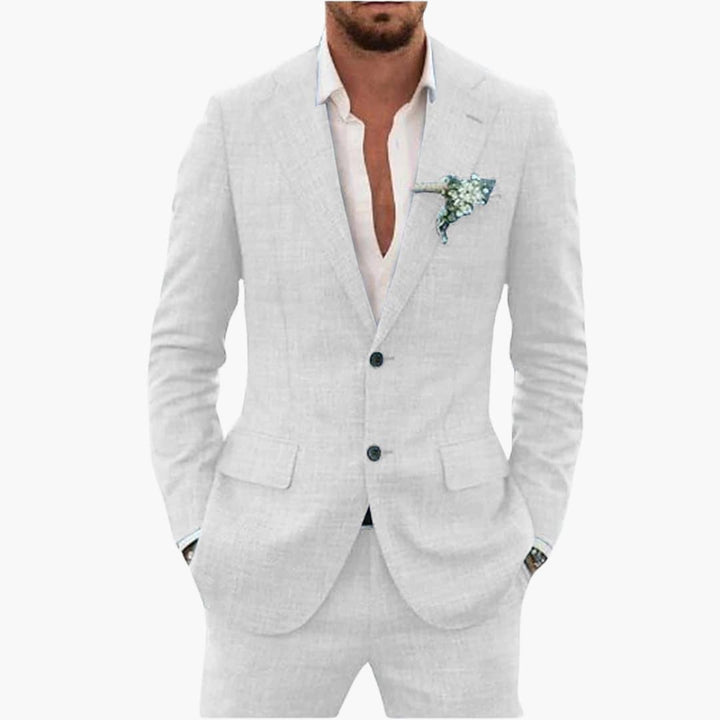 Men's Linen Suit Set – Two-Piece Button Blazer & Trousers Summer Holiday Suit 1