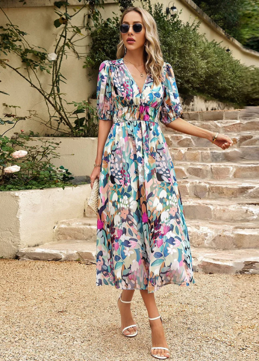 Fiora - Floral Smocked Midi Dress